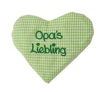 Cuscino a forma di cuore con scritta per bambini, cuscino termico con semi di colza, cuscino di colza con frase, cuscino personalizzato per riscaldare, dimensioni: circa 15 x 17 cm (verde Omas