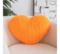 Cuscino a forma di cuore, morbido cuscino a forma di cuore con decorazione per stanza, per letto, divano, sedia, divano, grazioso cuscino a forma di cuore, per camera da letto e soggiorno (arancione,