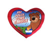 CUSCINO A FORMA DI CUORE "SEI DOLCE COME IL MIELE" C/ORSO IDEA REGALO INNAMORATI
