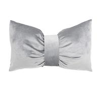 Cuscino a Forma di Fiocco in Velluto Tessile Arredo Divano o Letto, Cuscino Decorativo con Imbottitura Made in Italy, Grigio, 50x30 cm