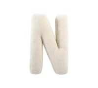 Cuscino a Forma di Lettera Alfabeto - Iniziale in Morbido Peluche dalla A alla Z - Cuscino Arredo Decorativo per Camera, Letto e Divano - Colore Panna, Effetto Velluto Soft Touch (N)
