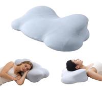 Cuscino a forma di nuvola, ergonomico, in memory foam, per dormire, regolabile, con copertura rinfrescante e traspirante, per adulti, per chi dorme sulla schiena e sullo stomaco (azzurro)