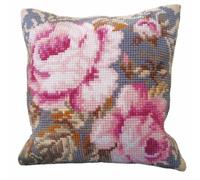 Cuscino a punto croce CdA "Old Rose" 5052, 40x40cm, motivo di ricamo disegnato