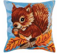 Cuscino a punto croce CdA "Scoiattolo con una noce" 5270, 40x40cm, ricamo disegn