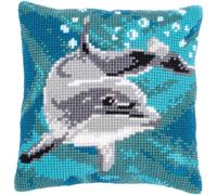 VERVACO Kit Cuscino Punto Croce DELFINO Set Ricamo Principianti Cuscini Gobelin Decorativi ca. 40 x 40 cm Accessori Per Lavoretti Creativi DIY Casa Decor Hobby Adulti Cross Stitch