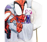 Cuscino Abbraccio Mini Peluche Marvel Spidey e i Suoi Fantastici Amici Ghost Spider Gwen & Plaid Morbido 130 x 150 - Set Coccole Bambini Super soffice 2 Pezzi