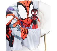 Cuscino Abbraccio Mini Peluche Marvel Spidey e i Suoi Fantastici Amici Miles Morales & Plaid Morbido 130 x 150 - Set Coccole Bambini Super soffice 2 Pezzi