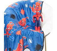 Cuscino Abbraccio Mini Peluche Marvel Uomo Ragno & Plaid Morbido 130 x 150 - Spiderman Set Coccole Bambini Super soffice 2 Pezzi