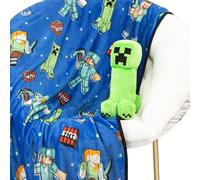 Cuscino Abbraccio Mini Peluche Minecraft Creeper & Plaid Morbido 130 x 150 - Set Coccole Bambini Super soffice 2 Pezzi