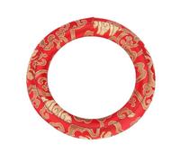 Cuscino ad anello per ciotola tibetana rotonda in broccato di seta da 18 cm, cuscino per ciotola tibetana con ricamo elegante, supporto morbido per ciotole da 7-10 pollici, ideale (Rossa)