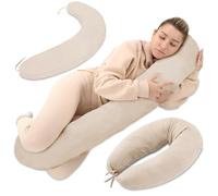 Cuscino allattamento e gravidanza Mussola 190cm - Guanciale laterale corpo per dormire sul fianco Supporto perfetto per il riposo e il relax Ideale per maternità e futuro mamme Forma a C Oeko-Tex