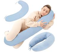 Cuscino allattamento e gravidanza Mussola 190cm - Guanciale laterale corpo per dormire sul fianco Supporto perfetto per il riposo e il relax Ideale per maternità e futuro mamme Forma a C Oeko-Tex
