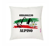 Cuscino Alpino Festa Alpini Commilitoni - 40 X 40 cm - Imbottitura con Cerniera - Design Decorativo - Utilizzo Decorativo - Collezione Alpina - regalo alpino