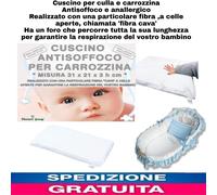Cuscino antisoffoco,anallergico anatomico con fibra ignifuga x culla Carrozzina