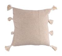 Cuscino arredo 45x45 cm in cotone con nappe laterali, beige, Goldie