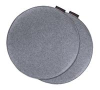 Cuscino Avaro rotondo per sedia, finto feltro, set da 2 pezzi, diametro circa 35 cm grau