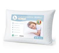 Cuscino Bambino 2 Anni - 6 Anni. Cuscino Lettino Bambino Basso per Dormire 40x60. Cotone 100% Oeko-Tex - Ipoallergenico, Lavabile, Antisoffoco. Made in Italy (1)