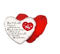 cuscino bianco rosso forma cuore scritta poesia AMORE san valentino ti amo