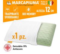 CUSCINO BIO MEMORY GUANCIALE LETTO ANALLERGICO BIO GREEN ALOE VERA Marcapiuma