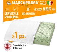 CUSCINO BIO MEMORY GUANCIALE LETTO CERVICALE BIO GREEN SFODERABILE Marcapiuma