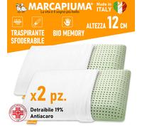 CUSCINO BIO MEMORY SAPONETTA SFODERABILE alto 12 cm BIO GREEN Marcapiuma