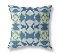 Cuscino Boho In Suede Blu Crema Con Cerchio Cosmico Da 18"