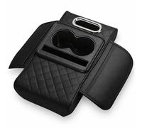 Cuscino Bracciolo Auto in Pelle 2 Portabicchieri in Pelle Nero Organizer