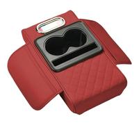 Cuscino Bracciolo Auto per Audi Q6 e-Tron 2024+, Universale Pelle Console Centrale Copri Interni Accessori con Portabicchieri Porta Fazzoletti Tasca Portaoggetti, E/Red