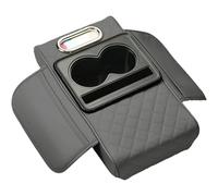 Cuscino Bracciolo Auto per Smart Two Coupe (C453) 2014-2019, Universale Pelle Console Centrale Copri Interni Accessori con Portabicchieri Porta Fazzoletti Tasca Portaoggetti, D/Gray