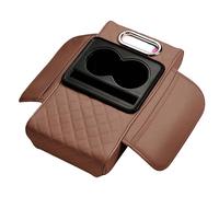 Cuscino Bracciolo Auto per Smart Two Coupe (C453) 2014-2019, Universale Pelle Console Centrale Copri Interni Accessori con Portabicchieri Porta Fazzoletti Tasca Portaoggetti, F/Brown