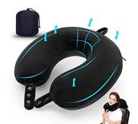 Cuscino cervicale da viaggio, cuscino in memory foam per aereo, supporto per la testa, morbido cuscino regolabile per aereo, auto e reclinabile a casa (nero)