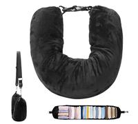 Cuscino cervicale imbottito per viaggi, cuscino cervicale da riempire con roba e vestiti, cuscino da viaggio multifunzionale a forma di U per bagagli extra da viaggio E-ssentials, nero (tessuto di