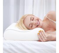 Cuscino Cervicale in Memory Foam a Doppia Altezza con Copertura Rimovibile, 60x40x10/12 cm, Bianco Crema