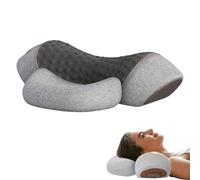 Cuscino Cervicale Massaggiante 3 In 1,Memory Foam Ortopedico Contorno Ergonomico,Supporto Per Riposo Ufficio Viaggi,Fodera Lavabile Portatile,Ideale Per Collo E Nuca,Allevia Dolori E Stress(Grigio)