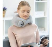 InnovaGoods - Cuscino Cervicale Massaggiatore Newor, Allevia Tensione Collo, Design Ergonomico, Massaggio a Vibrazione 2 Intensità, Grigio, Cotone