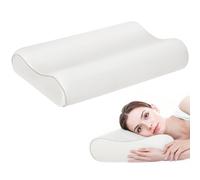 Cuscino Cervicale Memory Foam a Doppia Altezza 60x40x10-12 cm con Copertura Rimovibile e Lavabile Bianco Crema