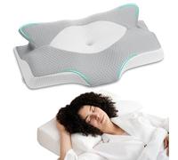 Cuscino Cervicale per Dormire, Cuscino Ortopedico Ergonomico Memory Foam, Supporto per Collo，per Dormire sul Fianco, Schiena e Stomac, 64 x 40 x 13/11.5 cm,Federe Raffreddamento Lavabile,Grigio Chiaro