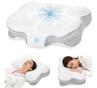 Cuscino Cervicale per Dormire - Cuscino Ortopedico in Memory Foam, Ergonomico, Supporto Collo Fianco/Schiena, Federa Sfoderabile e Lavabile, 58×40×13/10 cm (Snow)