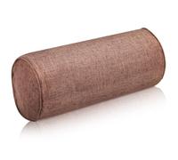 Cuscino Cilindrico da Yoga in Cotone Lino, per Collo e Pilates | Fodera Sfoderabile Zip Integrale, Imbottitura in Cotone Perlato, Colore Caffè, per Studio e Relax