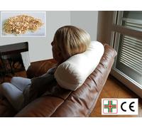 Vetrina del Benessere TOMBOLINO -Beige- Cuscino Cilindrico per il Collo da Viaggio Divano Yoga Meditazione, Poggiatesta a Rotolo, Supporto a Rullo per Nuca, Sostegno Cervicale in Pula di Farro