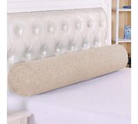 Cuscino cilindrico rotondo per testiera, supporto per collo, morbido e confortevole, cuscino lombare per divano, letto, con chiusura dello spazio (20 x 100 cm, beige)