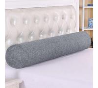 Cuscino cilindrico rotondo per testiera, supporto per il collo, morbido e confortevole, cuscino lombare per divano, letto, con chiusura dello spazio (20 x 100 cm, grigio)