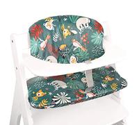 Cuscino compatibile con seggioloni Hauck in legno, fodera in cotone laminato facile da pulire, imbottitura morbida per neonati e bambini, installazione rapida e confortevole per la pappa Verde Scimmie