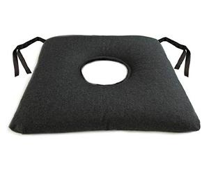 CUSCINO CON FORO -Nero- Supporto Ortopedico Antidecubito in Fibra Cava Siliconata per Prostata, Emorroidi, Antiprostata, Coccige, Ideale per Sedia a Rotelle, Sedia da Ufficio, Sedile Auto