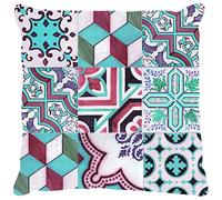 Cuscino con stampa digitale, 100% Made in Italy, Cuscino decorativo da divano, sfoderabile e lavabile, Modello Maiolica - Jillian, cm 40x40x5