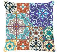 Cuscino con stampa digitale, 100% Made in Italy, Cuscino decorativo da divano, sfoderabile e lavabile, Modello Maiolica - Jett, cm 40x40x5