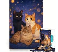 Cuscino con tre gatti, puzzle da 1000 pezzi per adolescenti, gioco intelligente per momenti di condivisione, taglio liscio, lista dei desideri di Babbo Natale 38x52cm