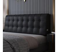Cuscino Copertura Testiera Letto In Pelle Pu Copri Testiera Letto Matrimoniale Singolo fodera testata letto Spessore 10 Cm Schienale Imbottito Cuscini Da Lettura(With headboard-180X58x10cm,Black)