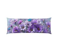 Cuscino Corpo Cuscino Gravidanza 40x145cm, Supporto Total Body Ergonomico, Copricuscini Allattamento e Maternità con Federa Velluto Lavabile, per Schiena, Pancia e Gamb, Decor (Margherita viola) f1012