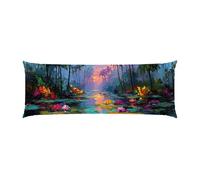 Cuscino Corpo Cuscino Gravidanza 40x150cm, Supporto Total Body Ergonomico, Copricuscini Allattamento e Maternità con Federa Velluto Lavabile, per Schiena, Pancia e Gamb, Decor (Lilio Fiori) f-821